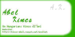abel kincs business card